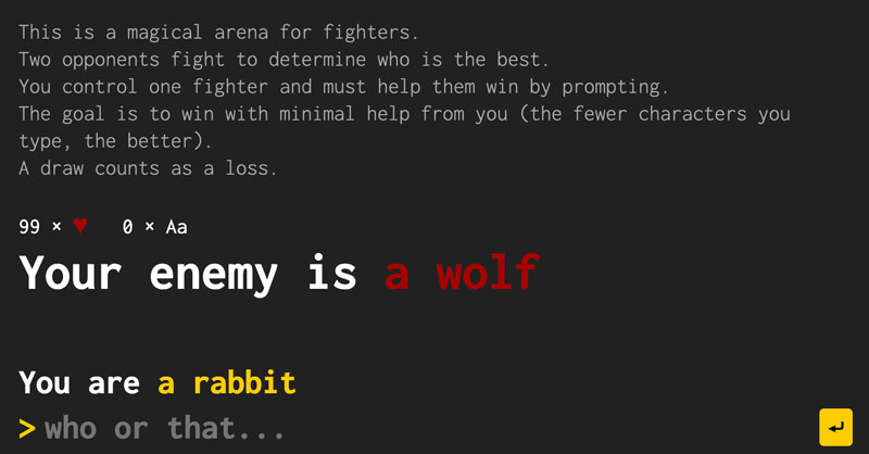 LLM Arena: a wolf versus a rabbit
